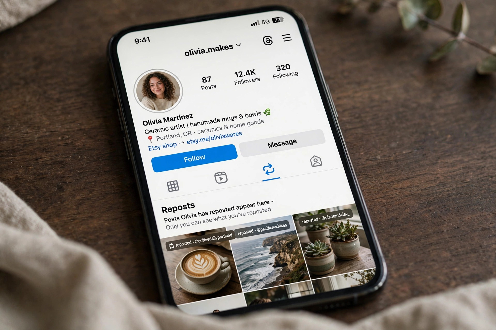 instagram profile reposts tab