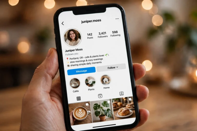 Smartphone showing an Instagram profile with the Follows you label to see who doesn't follow you back on Instagram