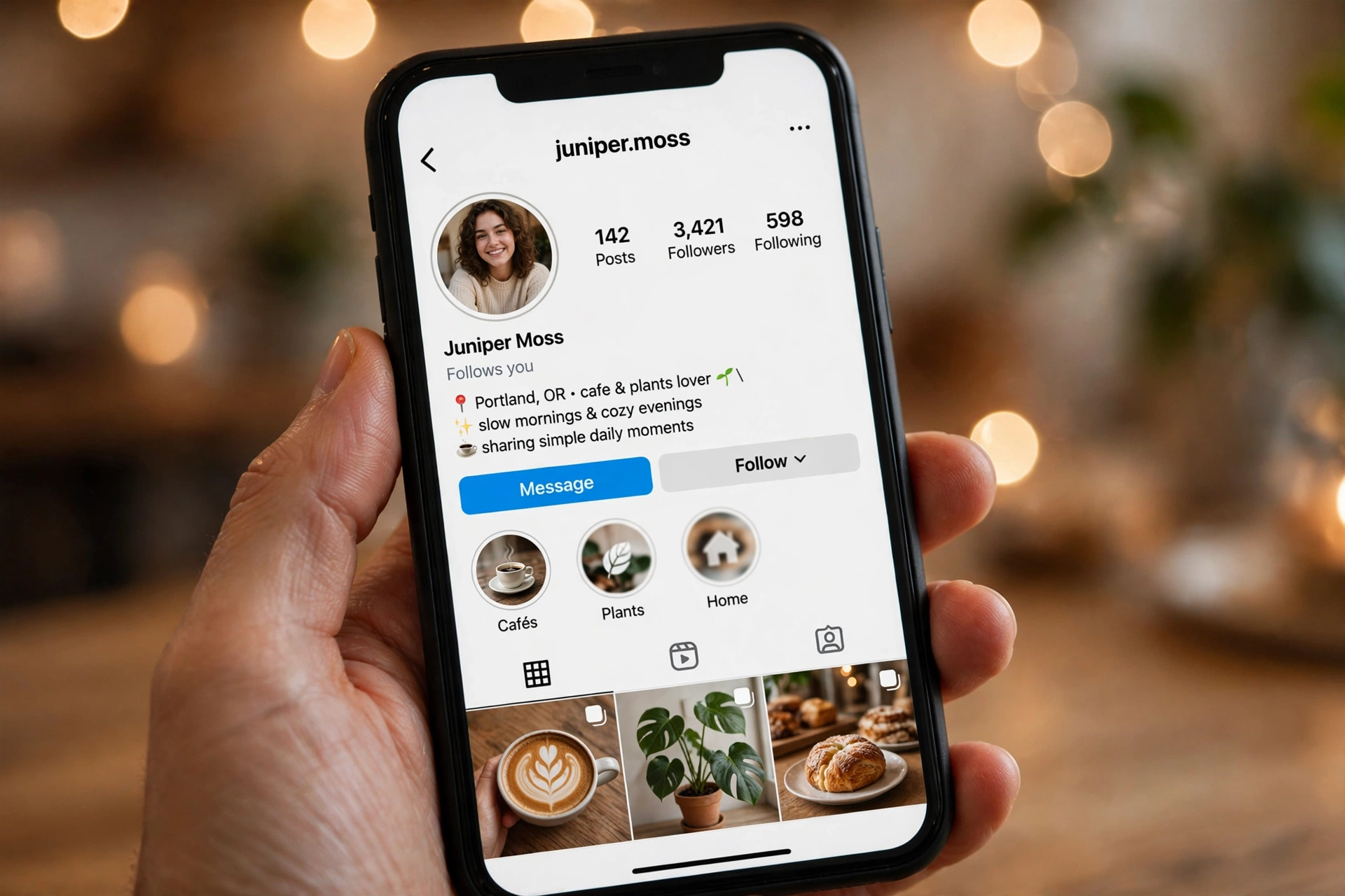 Smartphone showing an Instagram profile with the Follows you label to see who doesn't follow you back on Instagram