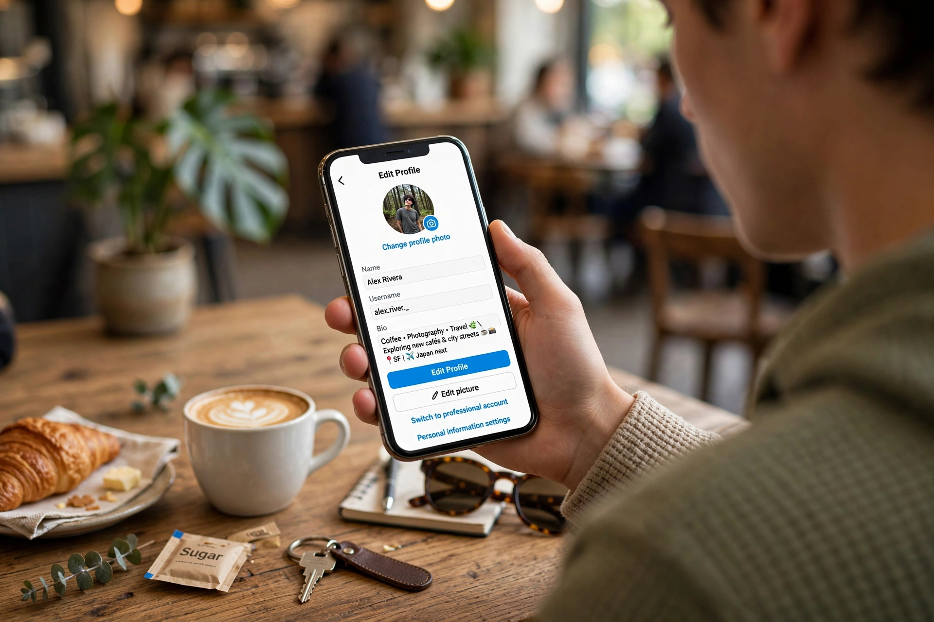 How to Use Instagram: The Complete Beginner's Guide (2026) 3 Person editing their Instagram profile with bio and profile photo on a smartphone screen
