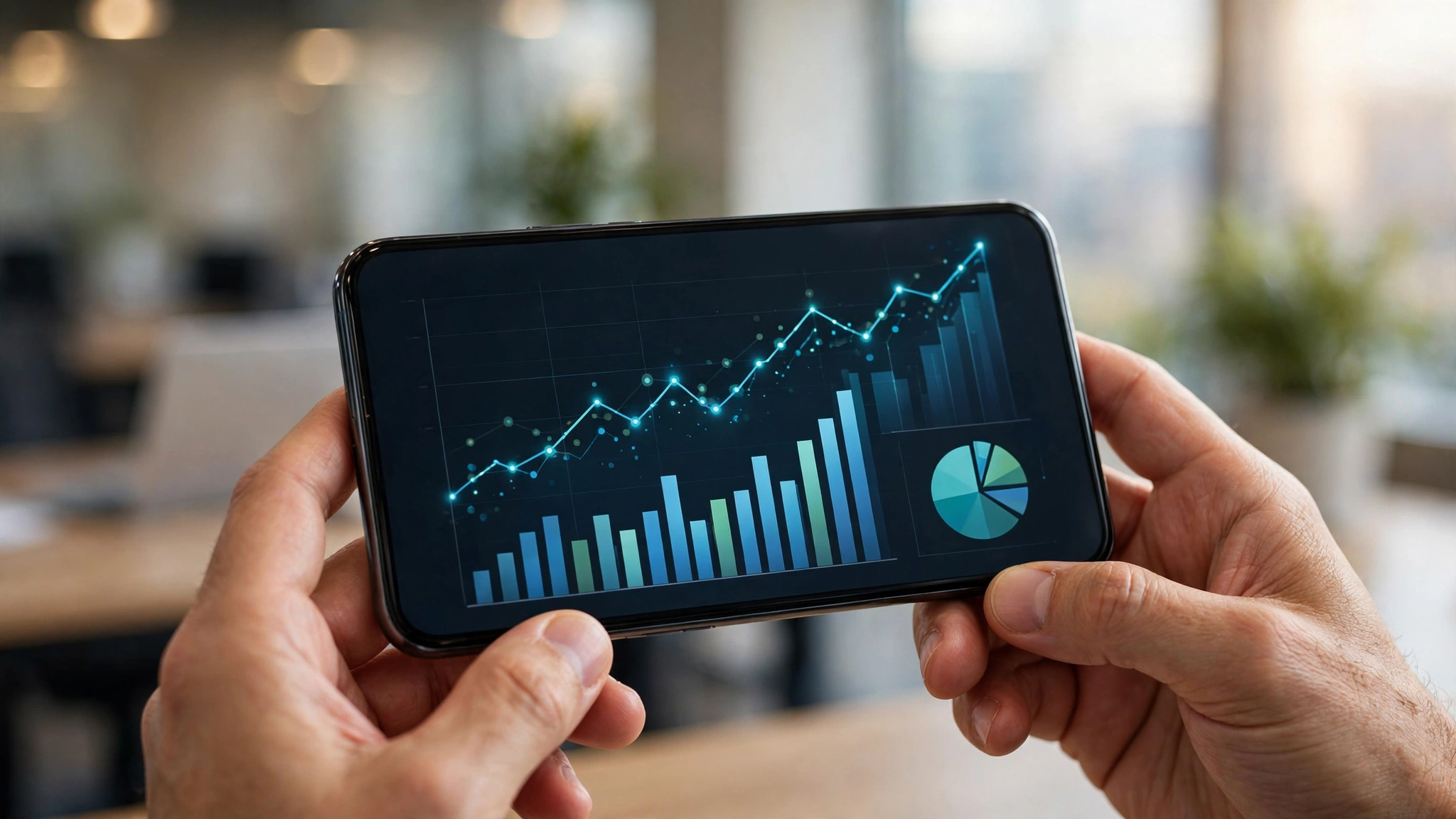 Instagram analytics showing follower growth chart on smartphone