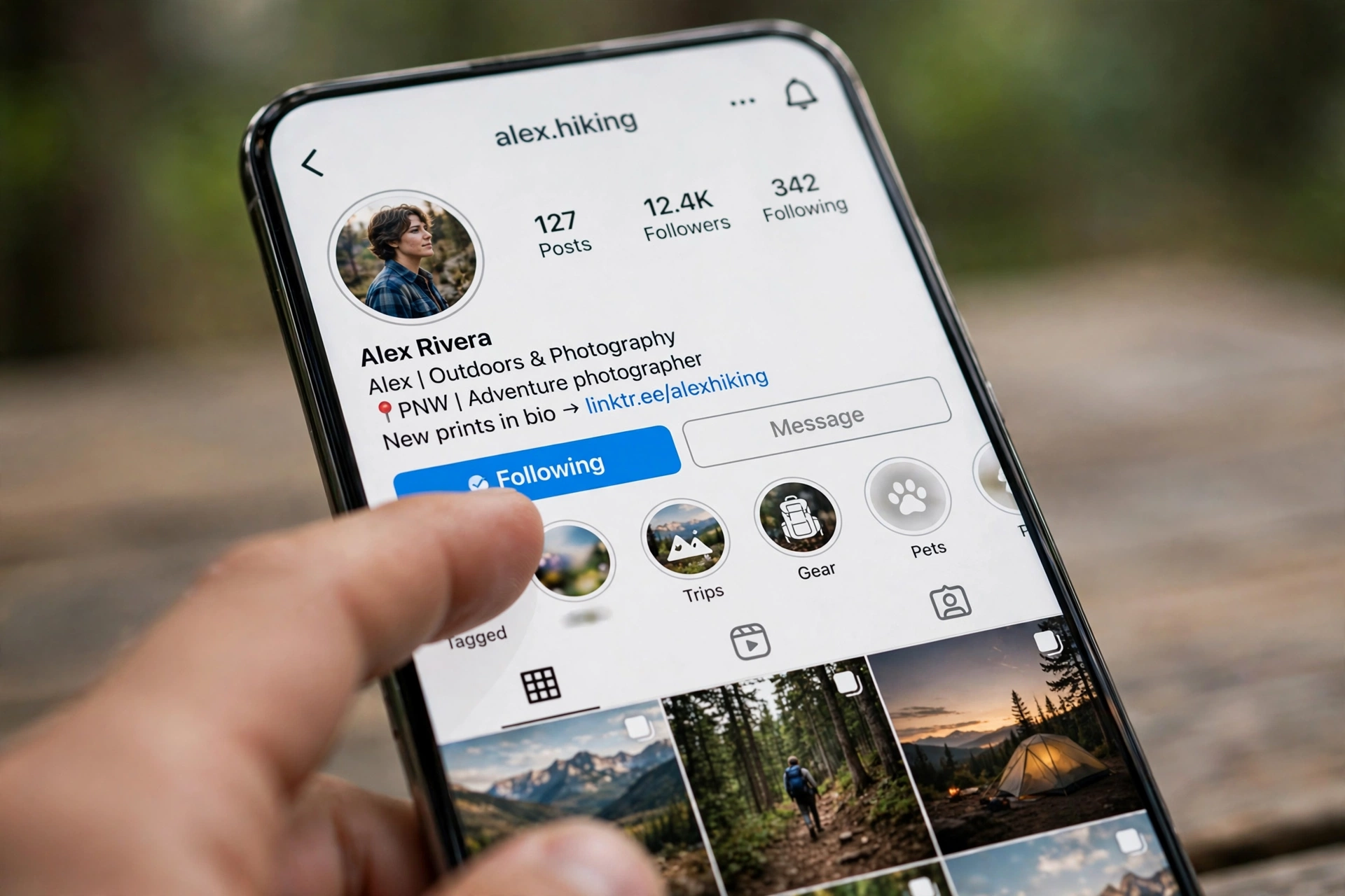 How to mass unfollow Instagram: tapping the Following button on an Instagram profile