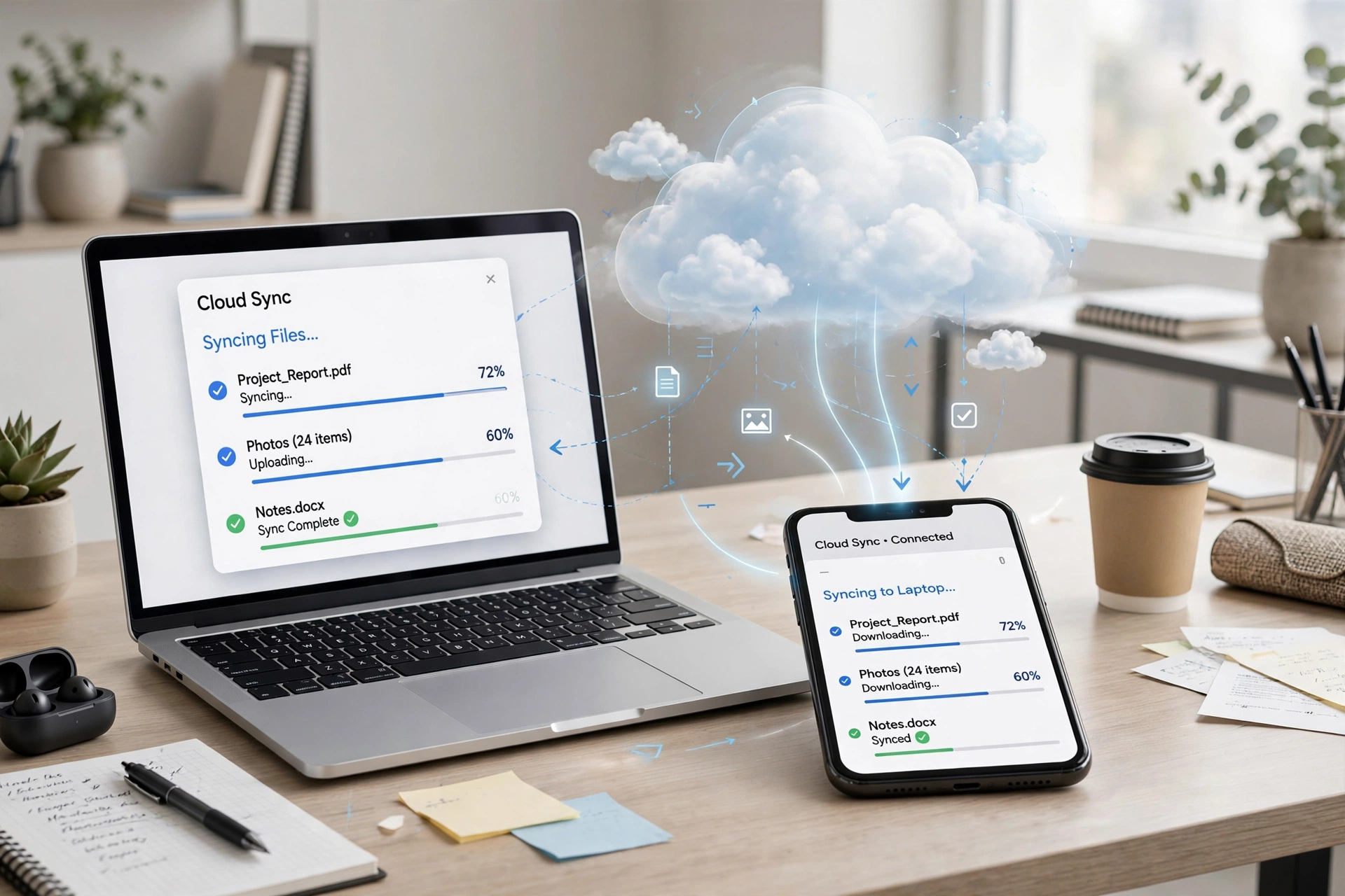 TeraBox Mod APK v4.26.5 Download (2026): Premium Unlocked, No Ads, Features & Safety Guide 5 TeraBox Mod APK syncing files between laptop and smartphone