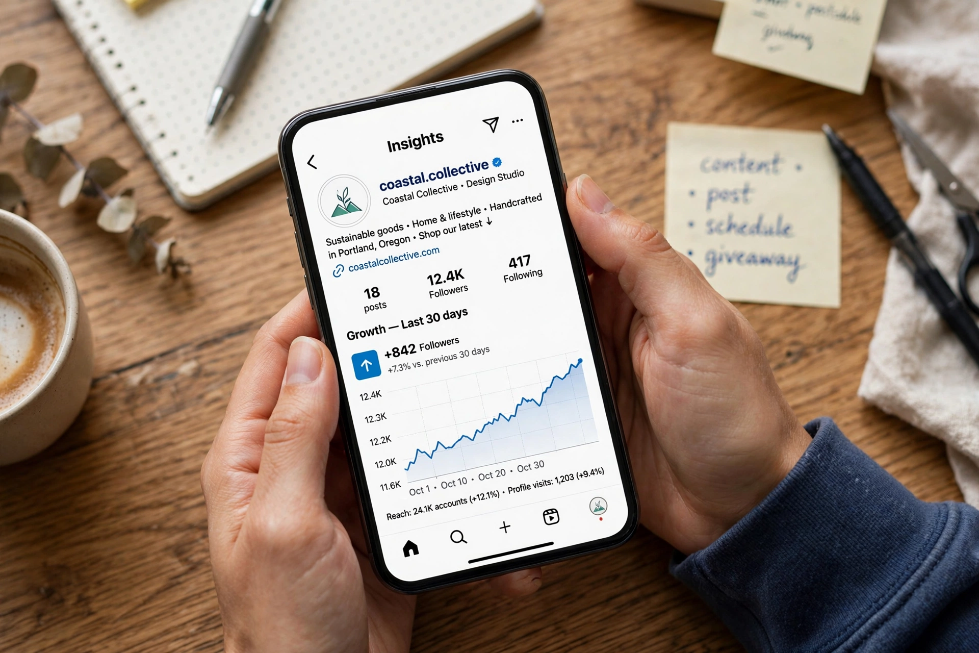 Instagram follower count dropping on analytics chart after unfollows