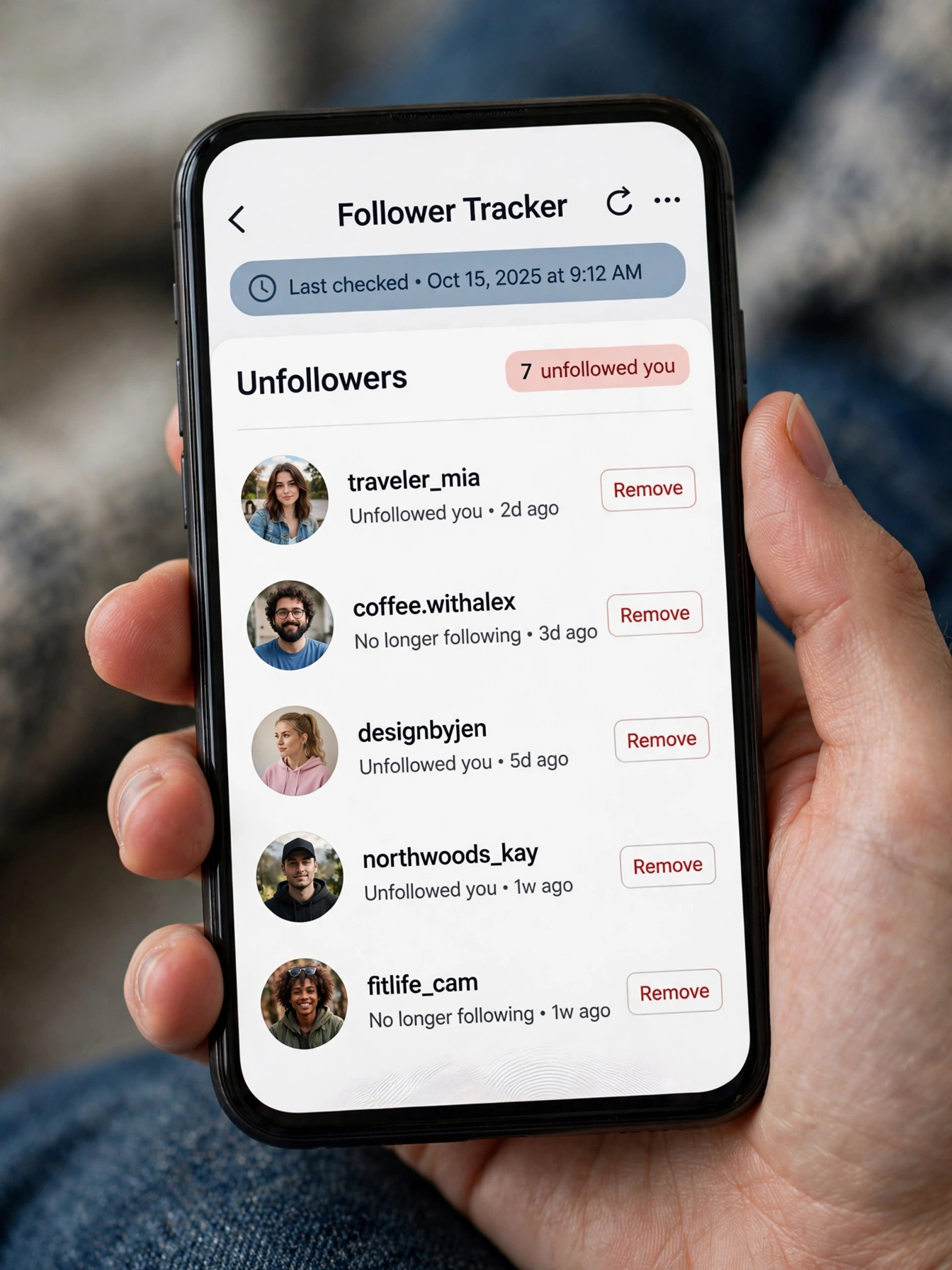 Instagram Follower Tracker: 7 Best Apps to Track Followers, Unfollowers and Growth (2026) 4 Instagram follower tracker unfollowers list on a phone screen