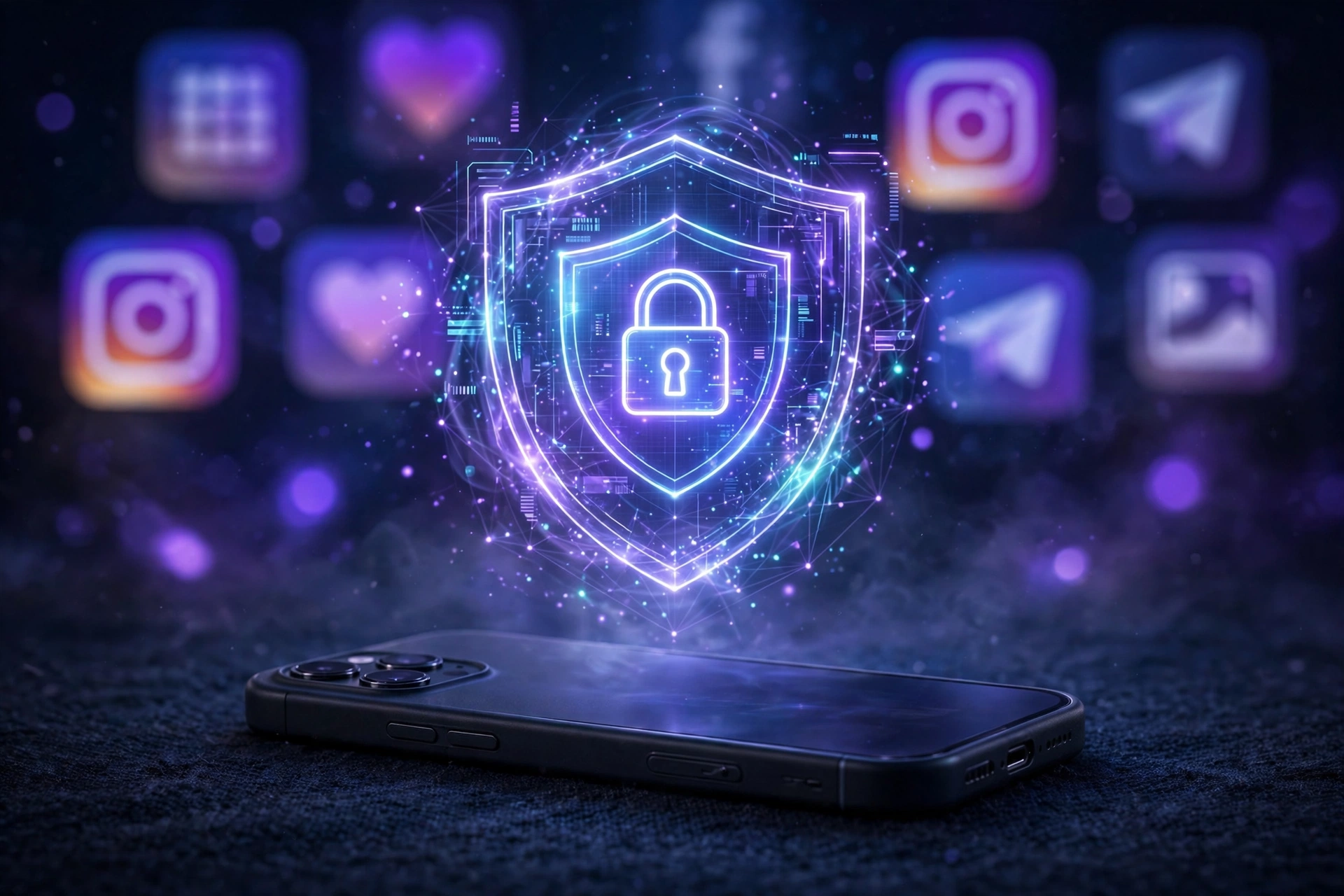 Anonymous Instagram Viewer: View IG Stories Anonymously Without an Account (2026) 5 Padlock and privacy shield protecting Instagram icon on smartphone